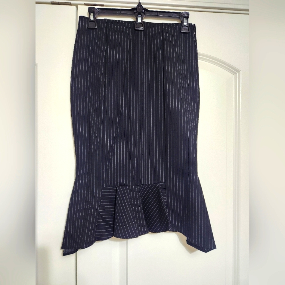 Express High Waisted Pinstripe Peplum Pencil Skirt - Picture 3 of 7